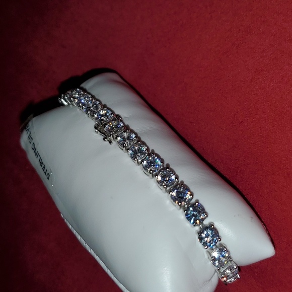 NEW 925 Sterling Silver Round CZ White Diamond Tennis Bracelet 7.25" - Picture 7 of 16